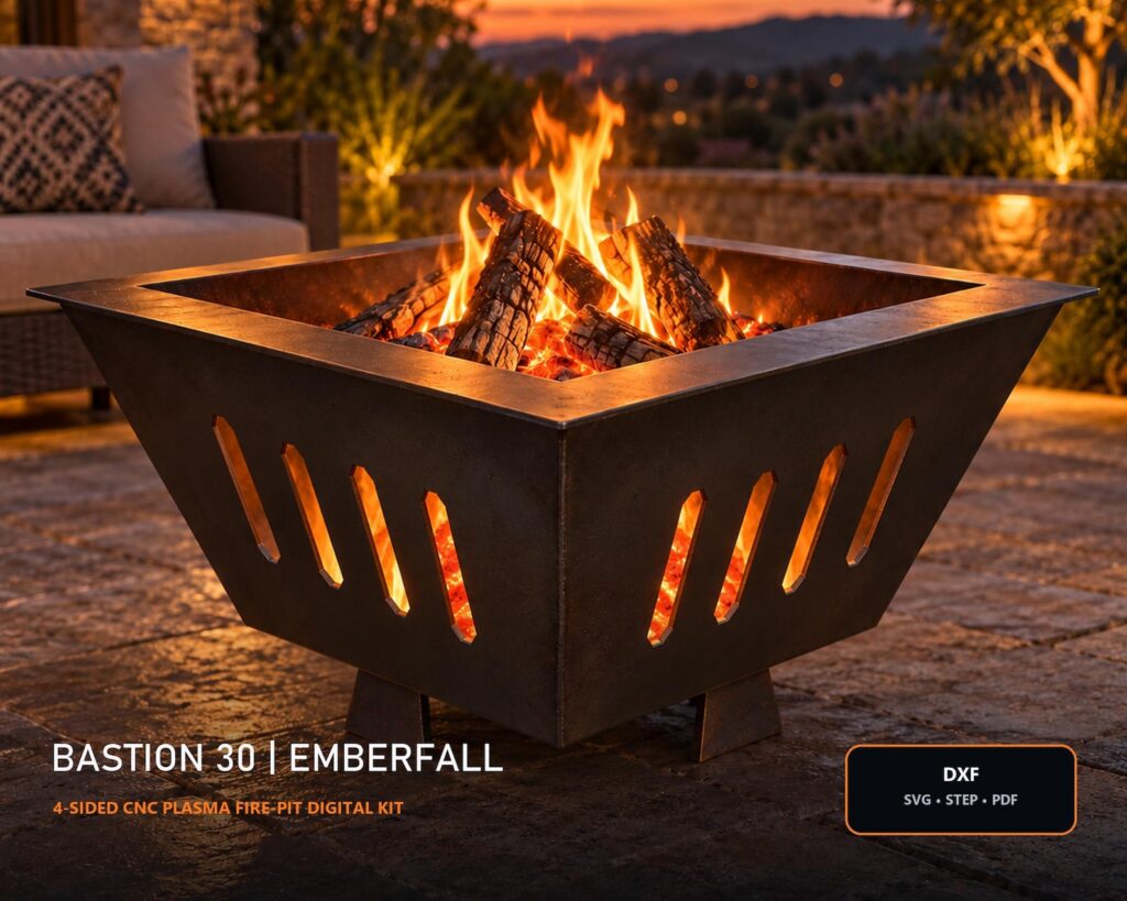 Square Fire Pit DXF Plans | CNC Plasma Cut Files, Svg, Step & PDF Build Guide