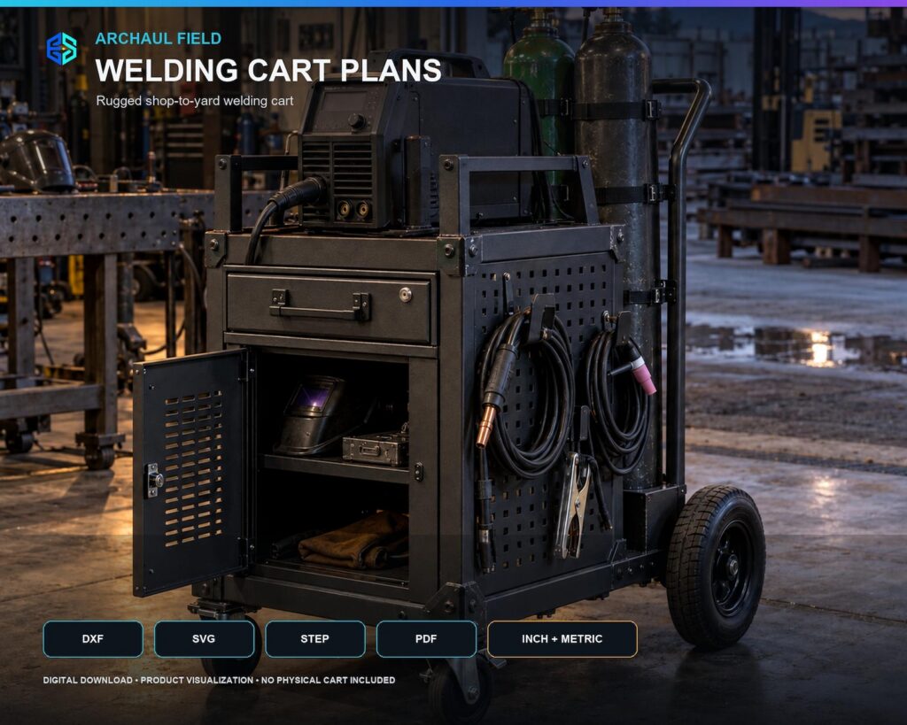 ArcHaul Field Welding Cart Plans, Heavy Duty DXF Step Pdf, Shop Yard Cart
