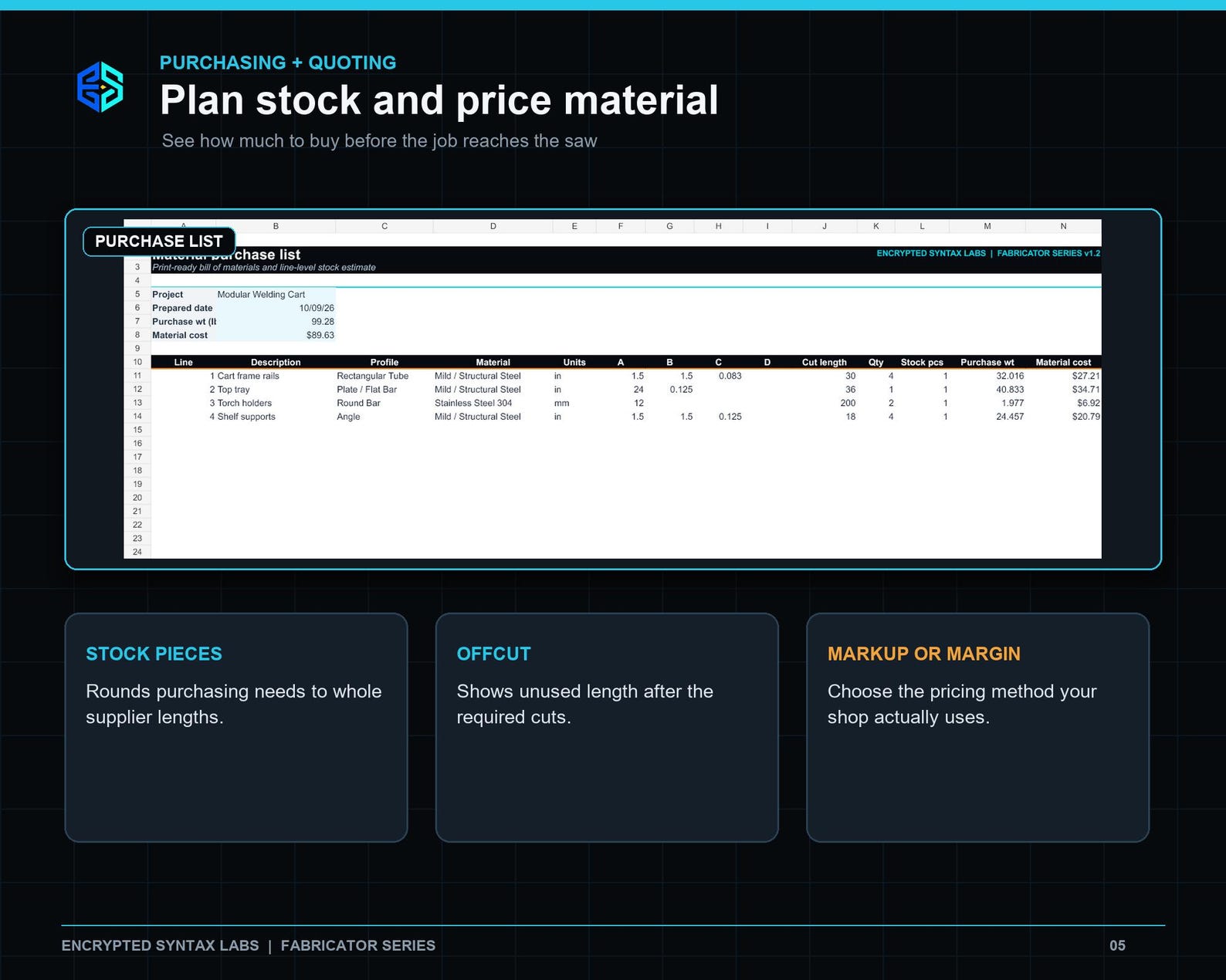 Metal Fabrication Weight & Cost Calculator | Excel Estimator for Steel, Tube, Plate (Digital Download) - Image 5