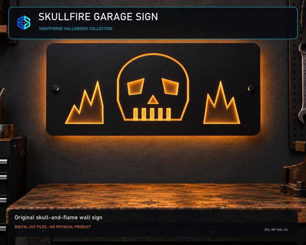 Skull Flame Garage Sign Dxf | Plasma Cut File, Svg Eps and Pdf Guide