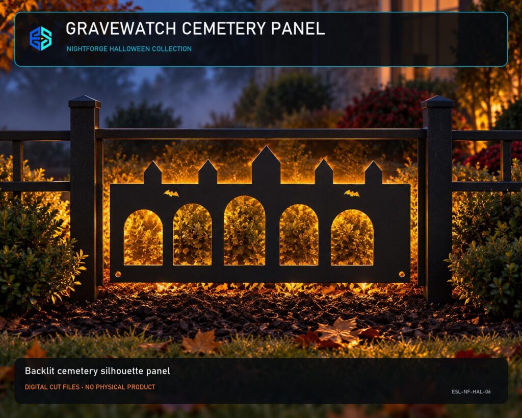 Cemetery Silhouette Panel Dxf | Halloween Plasma Cut Files and Pdf Guide