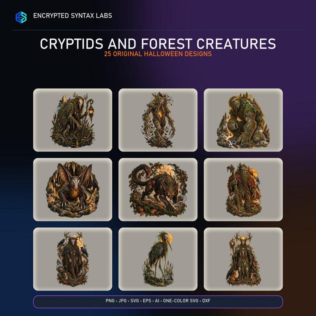 25 Cryptid and Forest SVG Designs