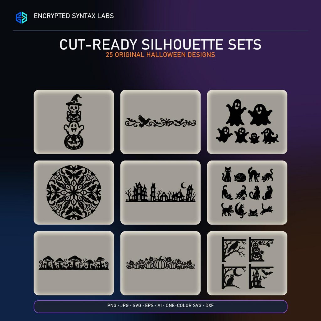 25 Halloween Silhouette Sets