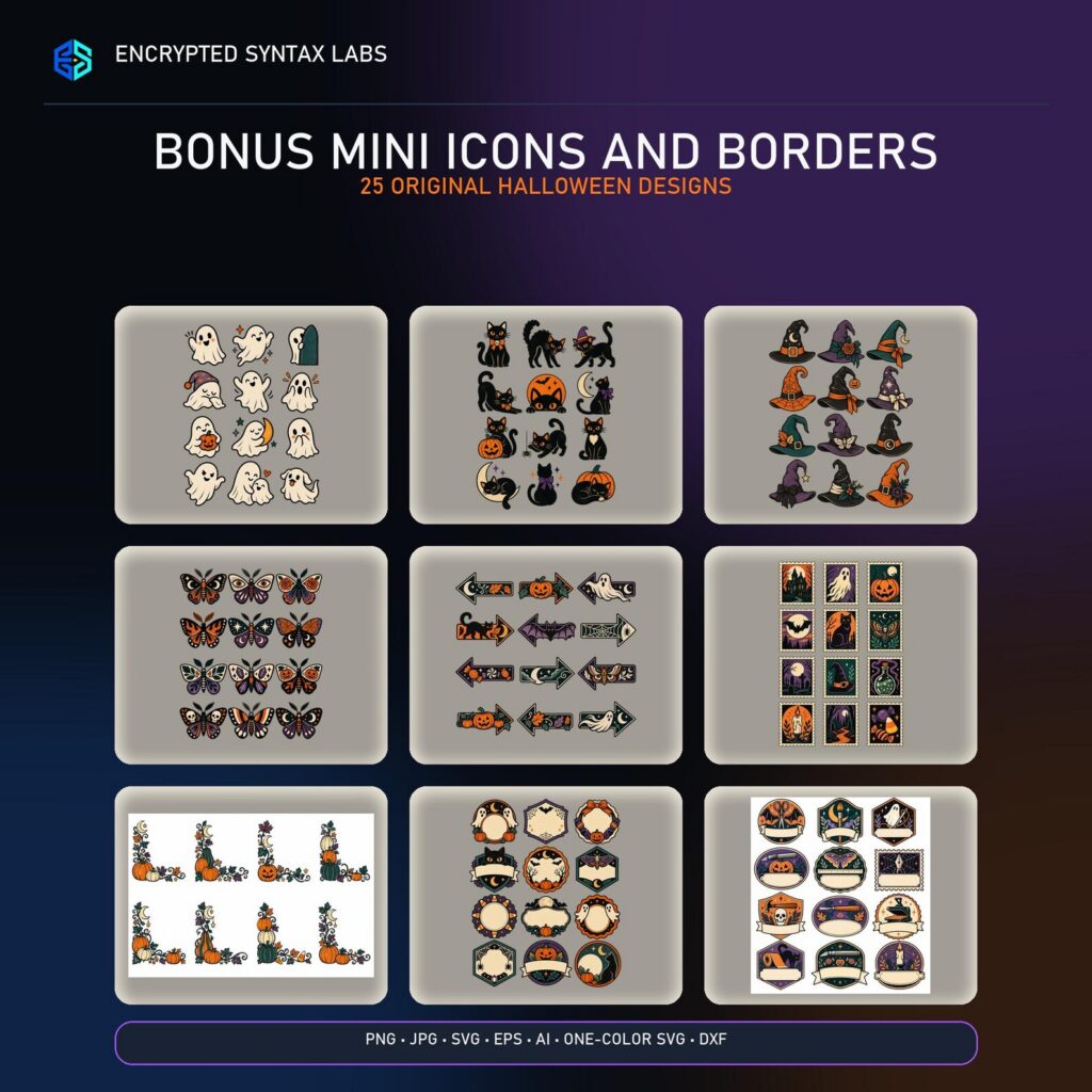 25 Halloween Icon and Border Sets