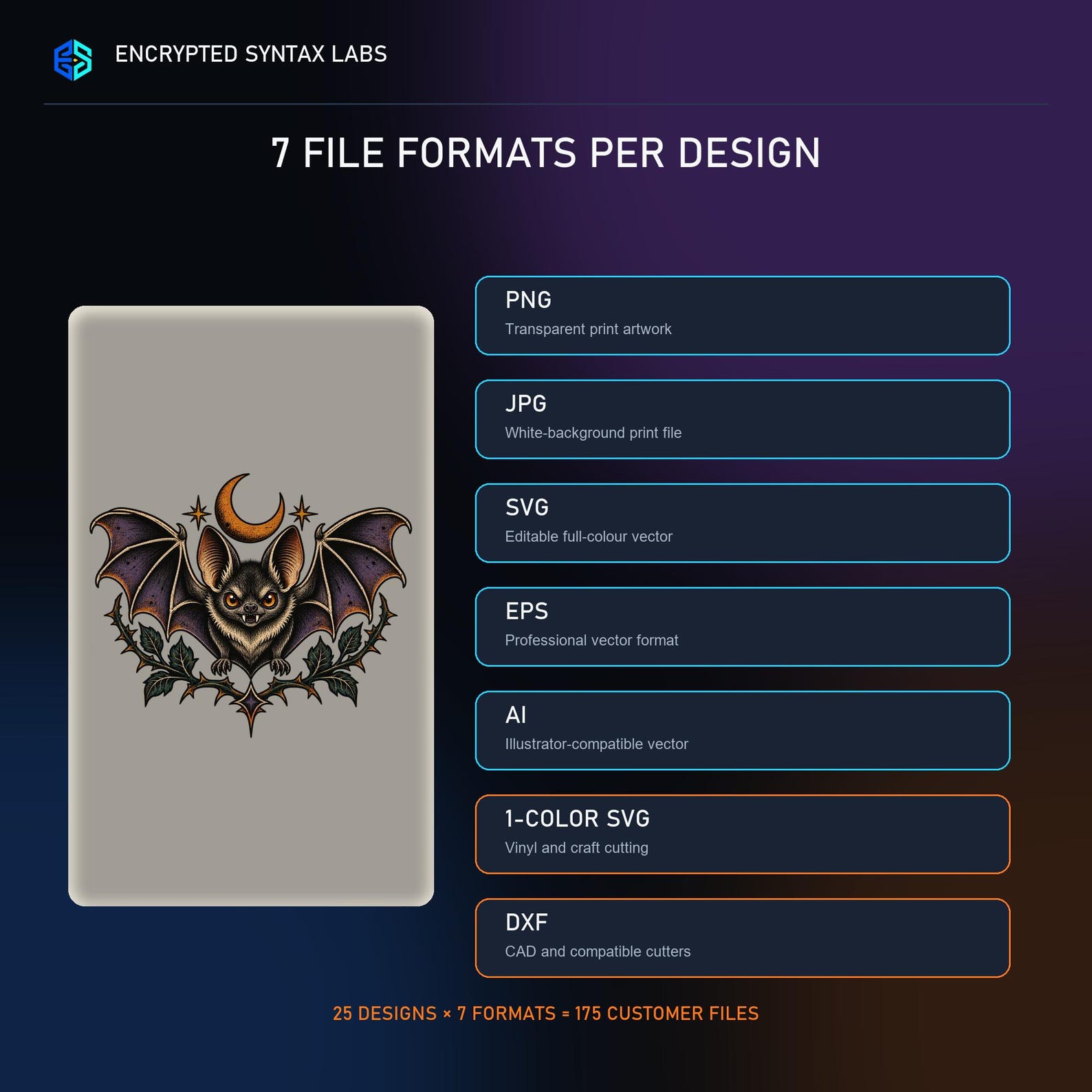 25 Bat Raven and Moth Designs - Image 3
