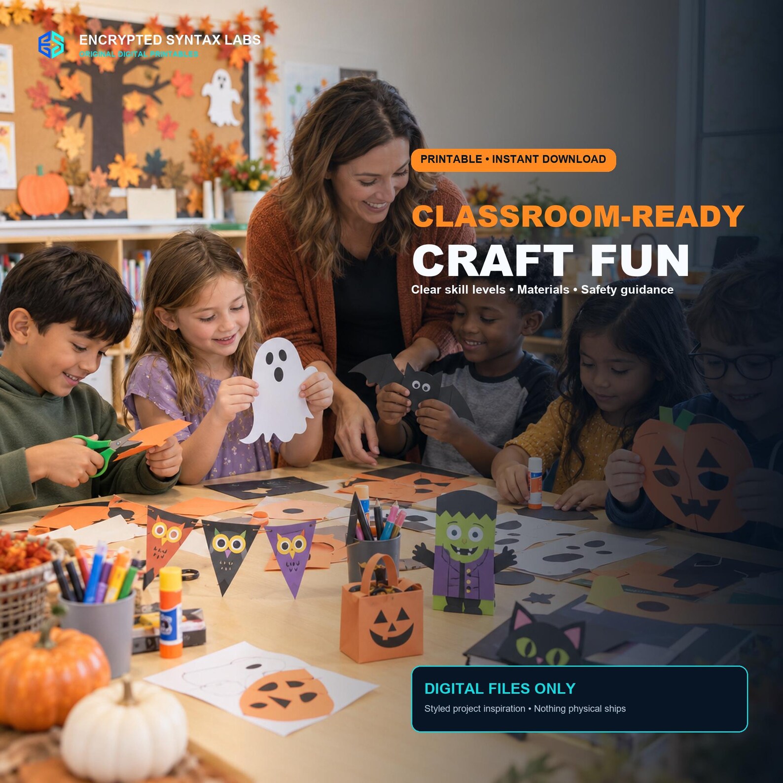 100 Halloween Origami Papercraft Projects, Printable Kids Classroom Craft Bundle, Masks Boxes Cards PDF - Image 4