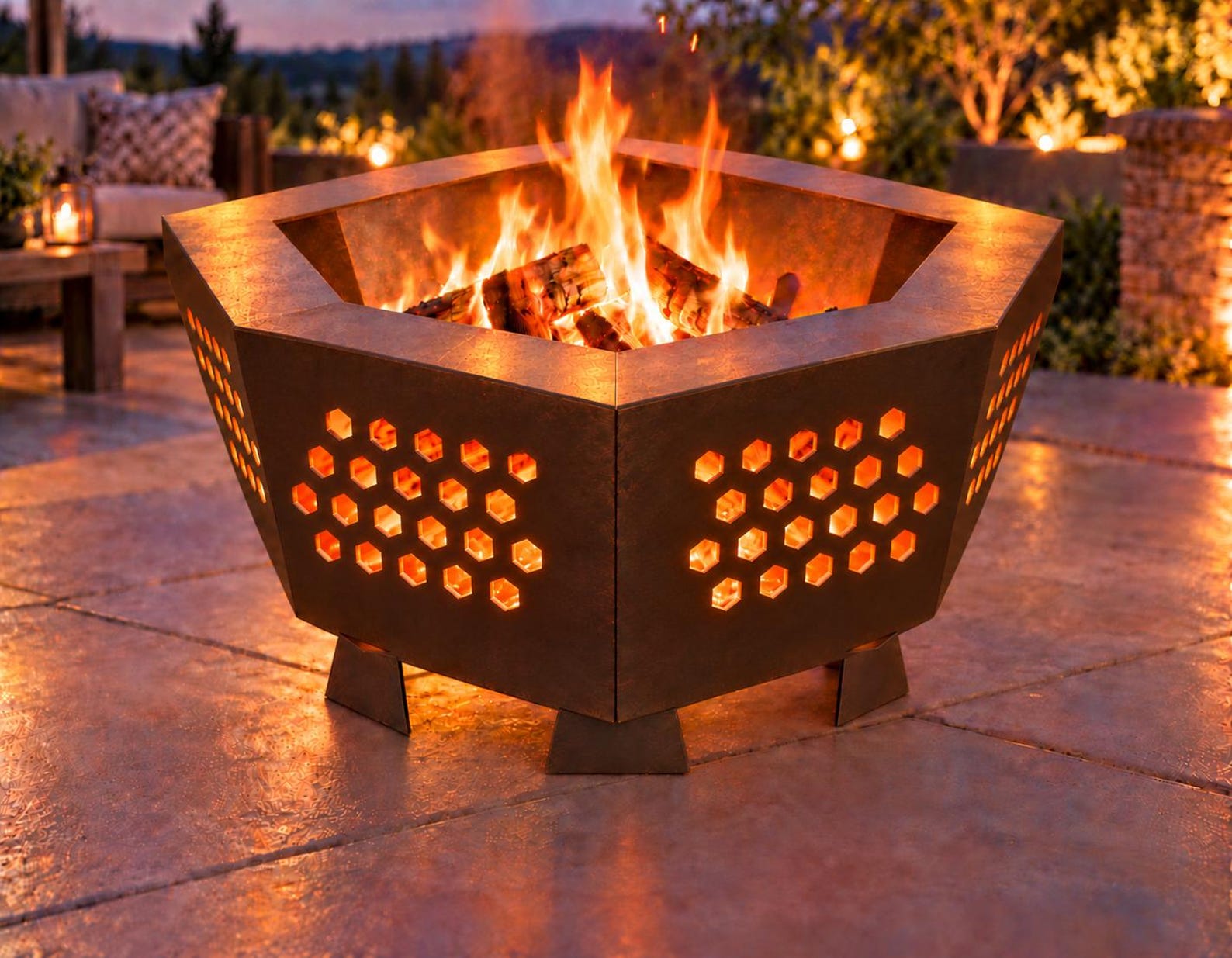 Hexagon Fire Pit DXF Bundle | 4 CNC Plasma Designs, Svg Files & PDF Plans - Image 3