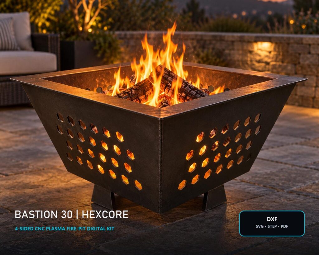 Honeycomb Fire Pit DXF Plans | CNC Plasma Cut Files, Svg, Step & PDF Guide