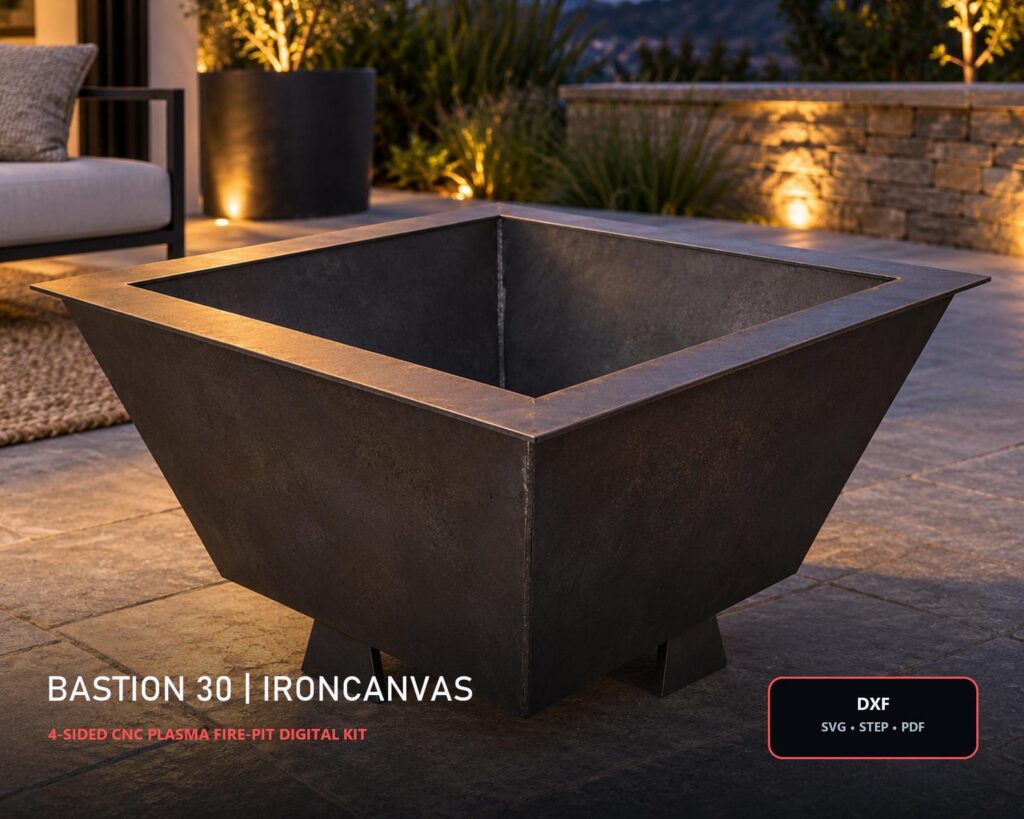 Custom Square Fire Pit Blank DXF | CNC Plasma Files, Svg, Step & PDF Guide