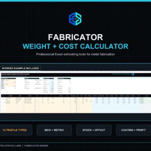 Metal Fabrication Weight & Cost Calculator | Excel Estimator for Steel, Tube, Plate (Digital Download)