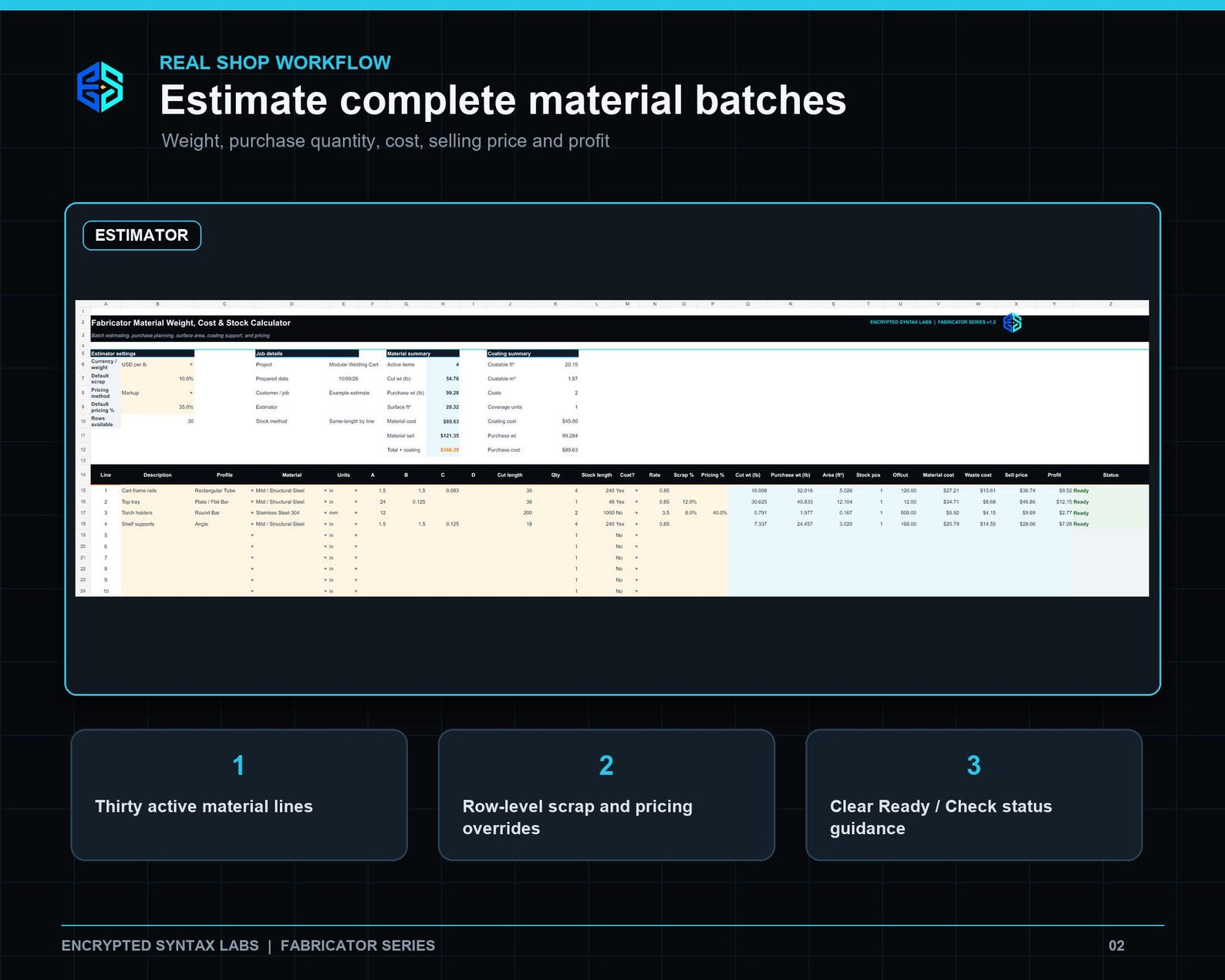 Metal Fabrication Weight & Cost Calculator | Excel Estimator for Steel, Tube, Plate (Digital Download) - Image 2