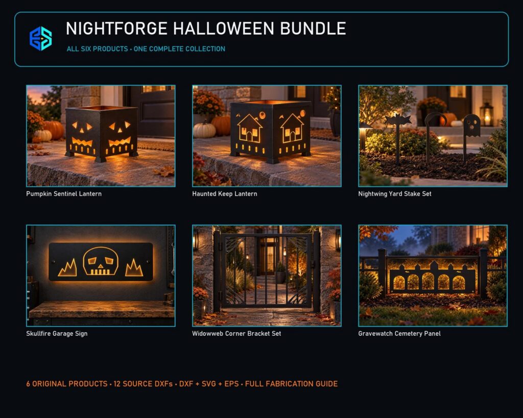 Halloween Dxf Bundle | 6 Cnc Plasma Cut File Products, Svg Eps and Pdf Guide