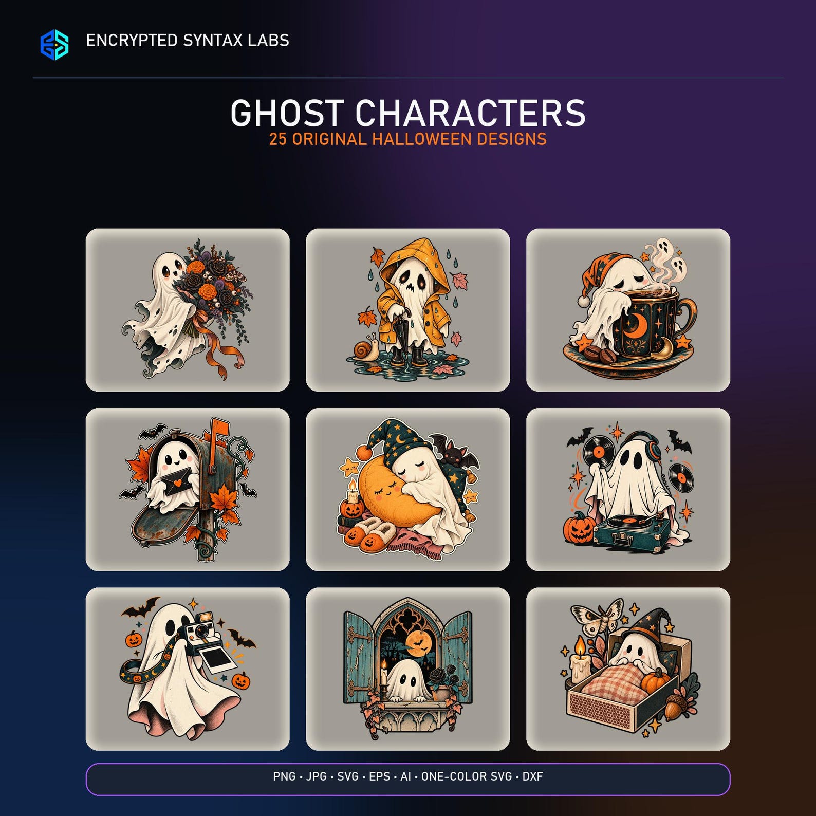 25 Ghost Character SVG Designs