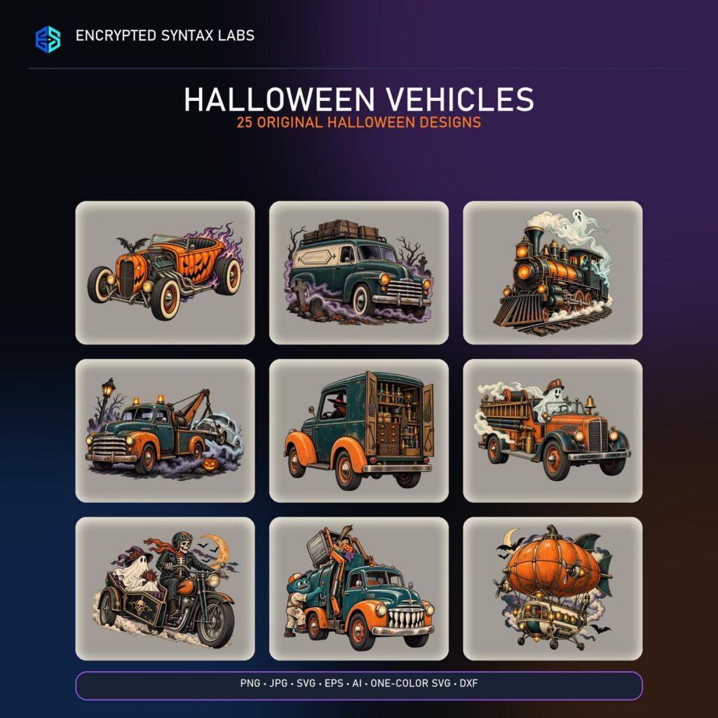 25 Halloween Vehicle SVG Designs