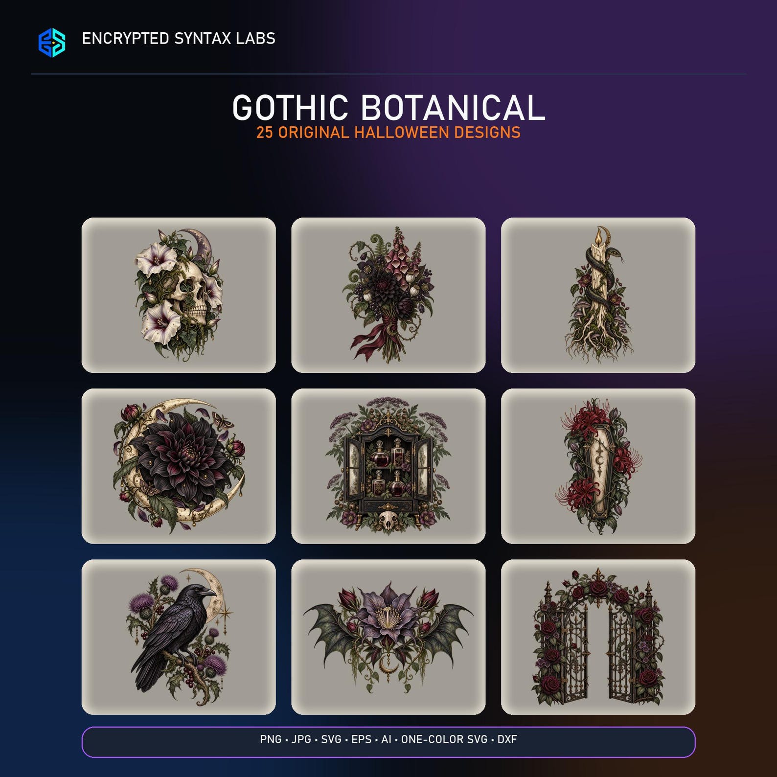 25 Gothic Botanical SVG Designs