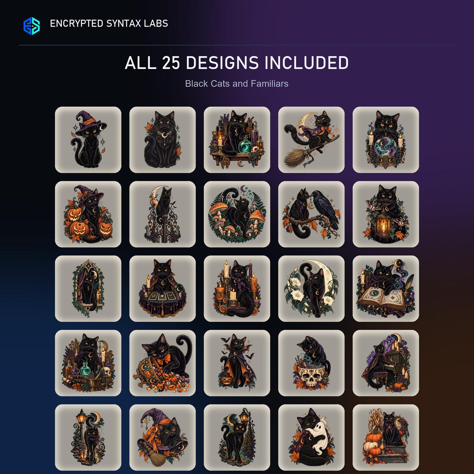 25 Black Cat Halloween Designs - Image 2