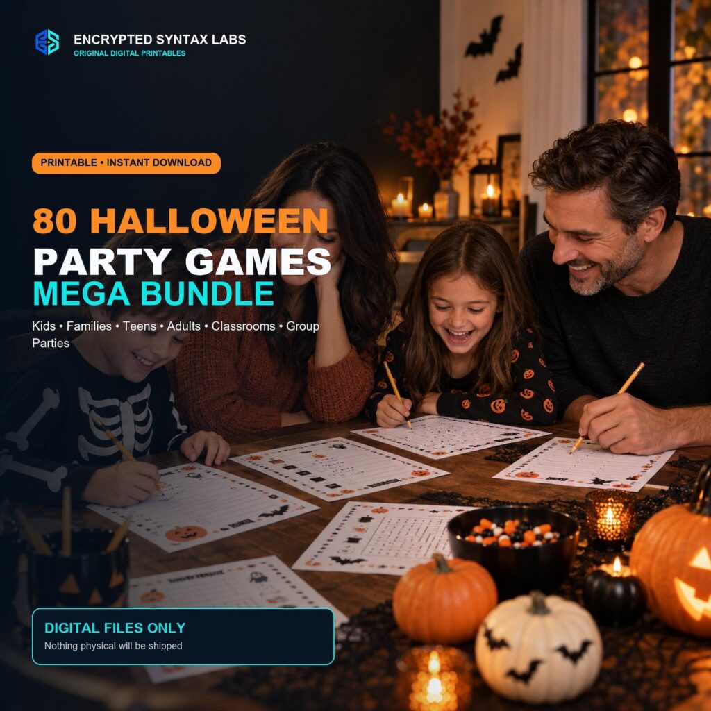 80 Printable Halloween Party Games Bundle for Kids Adults Classrooms and Families